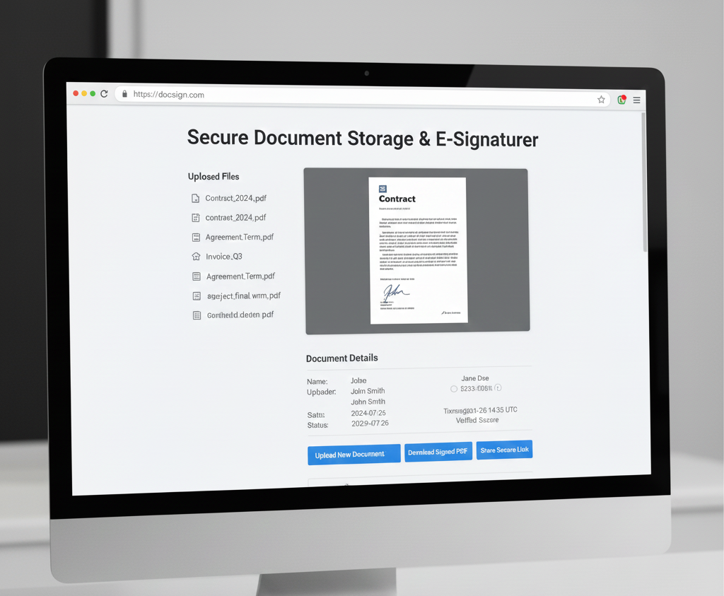 서명을 포함한 전자문서 생성 예시 화면